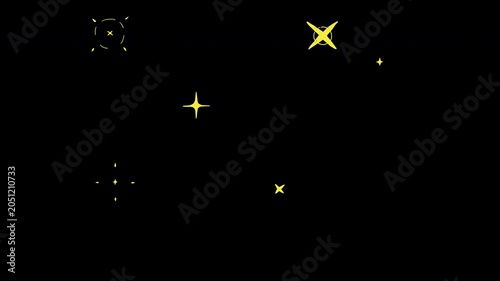 手書きのキラキラしたかわいい星が弾けて消えるループ素材,落書き,荒い,揺れる,アルファチャンネル