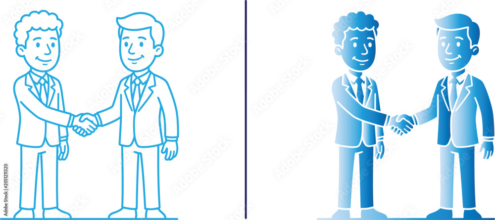Naklejka premium Halloween day business deal two professionals shaking hands partnership illustration