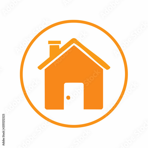 Orange house icon in a circle