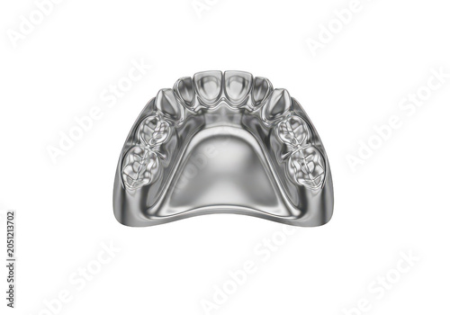 Shiny silver dental retainer with crystals isolated on white background