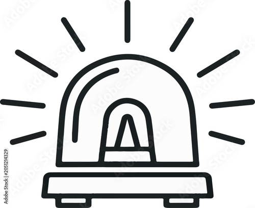 Warning Alarm Light Line Icon with Editable Stroke, Emergency Alert Beacon Symbol, Safety Notification Vector Illustration Design