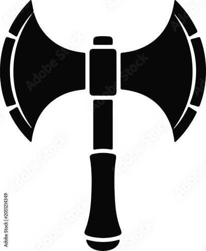 Εκτύπωση καμβά Silhouette vector of a double headed medieval battle axe weapon design