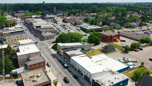 Aerial view of Ingersoll, Ontario in early spring