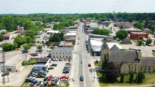 Aerial of Ingersoll, Canada in early spring