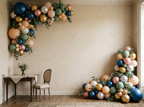 Elegant Balloon Garland and Greenery Decor for a Sophisticated Event
