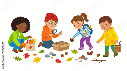 Children Enjoying Outdoor Summer Camp Activities Nature Exploration and Discovery
