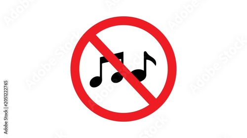 No Music Prohibition Sign Animated Icon, No Music stock video