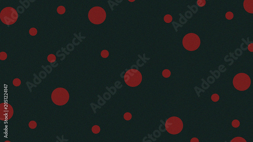 Dark background with red polka dots of various sizes scattered randomly