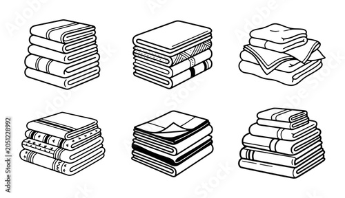 Quadro em tela Folded Towels Vector Icons, Stacked Linens Set, Clean Laundry Graphics, Home Fab