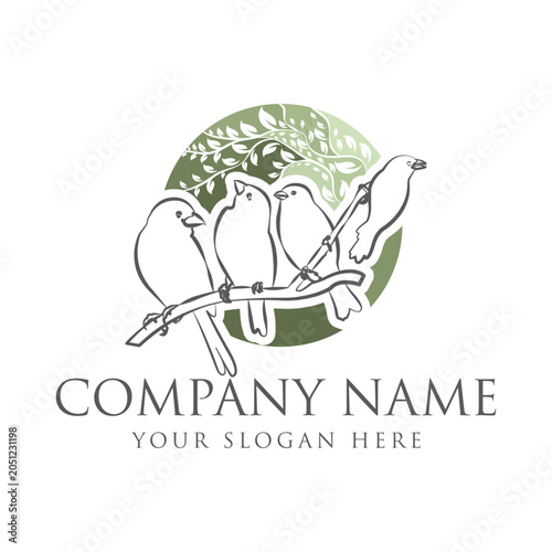 Elegant Bird Family Logo Design with Nature Inspired Circular Emblem