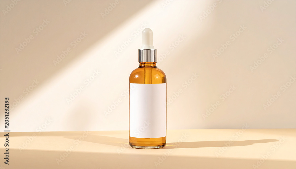 Fototapeta premium Serum bottle on beige background