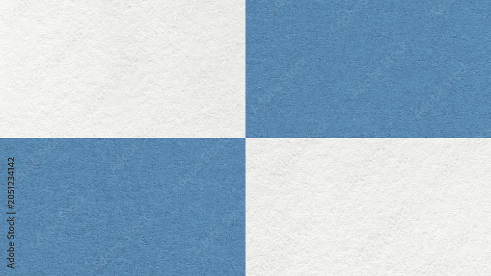 Fototapeta premium White and muted blue checkered paper texture background with four sections and copy space. Geometric template with blocks