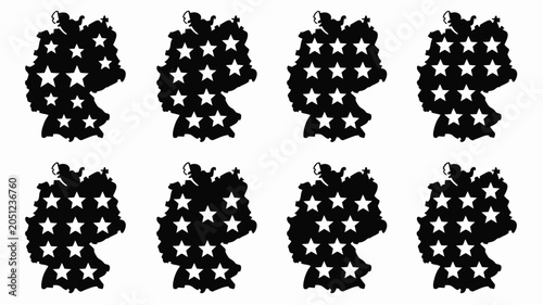 Germany map filled with stars symbol isolated on white background vector illustration.