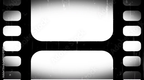 Old Cinema Film Strip Frame Overlay Animation. Classic cinema film strip frame overlay animation featuring vintage film edges, grain, scratches, and analog projector aesthetics.