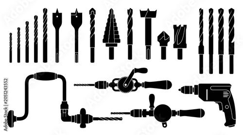 Photos Drill Bits and Hand Drills Icon Set