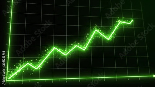 Rising Financial Trend Graph Visual Demonstrating Growth in a Dark Environment