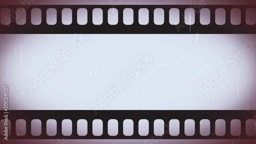 Retro 35mm Film Strip Overlay With Flicker and Grain. Overlay potongan film 35mm retro dengan efek kedipan, debu, butiran, dan ketidaksempurnaan analog yang realistis.