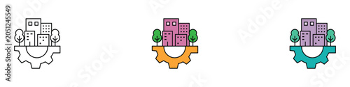 Foto Smart City Engineering and Sustainable Urban Development Icons Set