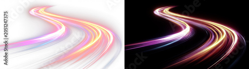 Canvastavla Neon glowing highway motion traffic speed lines abstract futuristic road energy illustration design flow