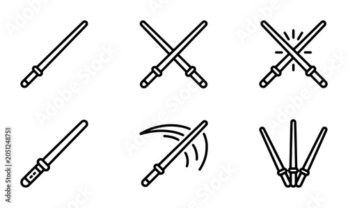 Φωτογραφία Lightsaber Icons, Sci-Fi Sword Symbols, Futuristic Weapon Graphics, Energy Blade