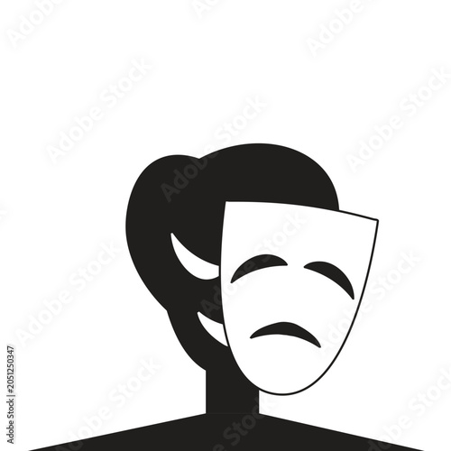 Fotografie Two Faced Hypocrite Silhouette Vector