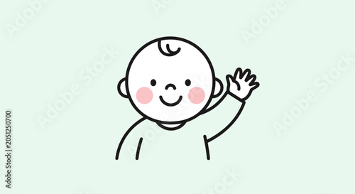 Smiling Baby Waving Hand Up Close.