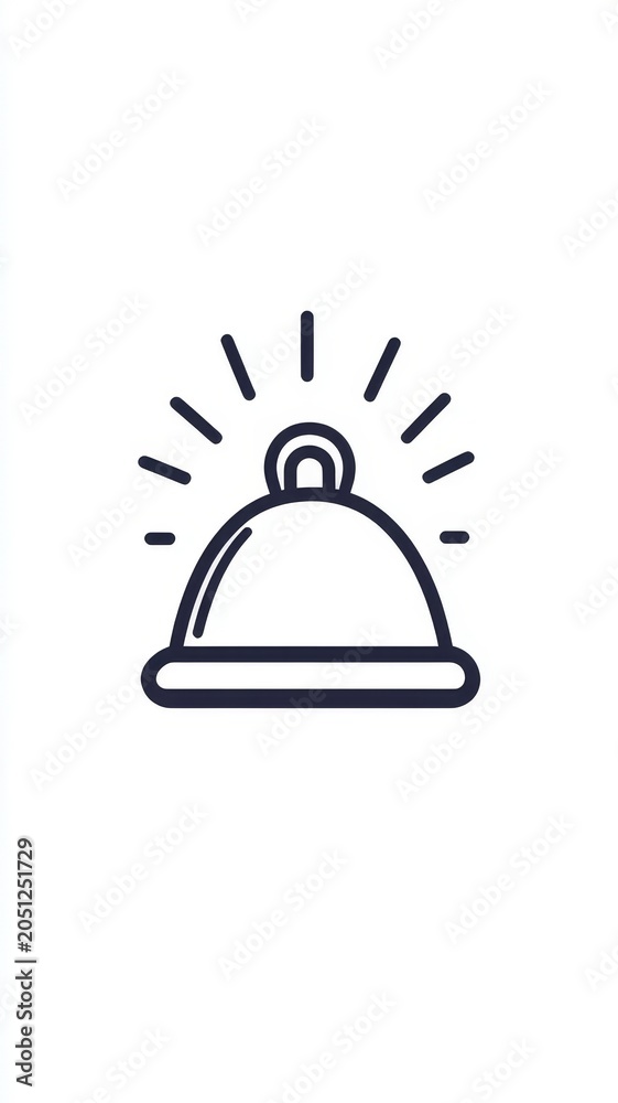 Fototapeta premium Restaurant cloche food service icon on metallic button with clean white background