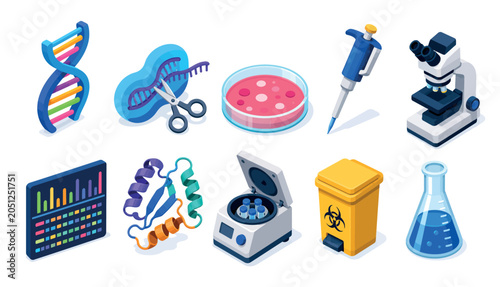 Valokuva Medical lab equipment icons set.