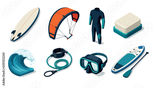 Bild auf Leinwand Surfing Equipment and Accessories.