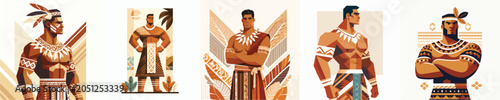 Quadro su tela Vector of Pacific Islander man