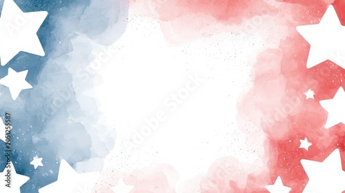 Red and blue stars create a border around a blank space for text or design in a celebratory theme for events and holidays