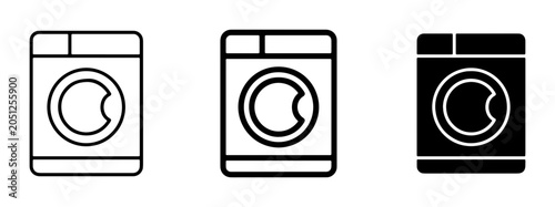 Washing Machine Icons, Laundry Appliance Vector Set, Clean Clothes Symbol Collection
