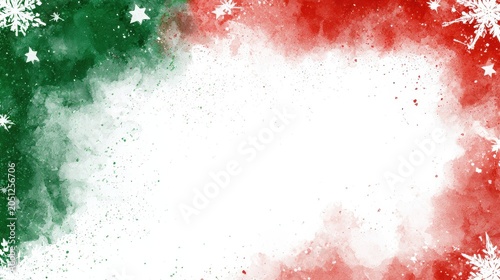 Italian flag colors mixed with snowflakes for winter celebrations in a festive setting