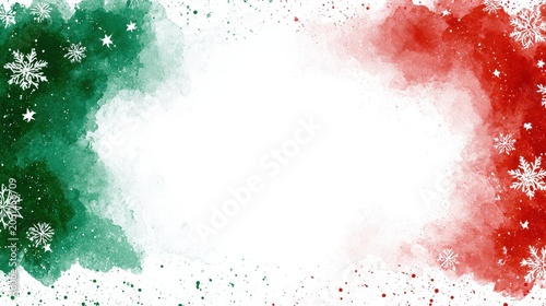 Colorful Christmas background with green, white, and red swirls and snowflakes for festive events in winter season
