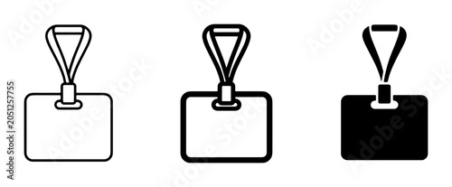 Lanyard Badge Icons, Set of 3, Identification Card Holder Vector Graphics