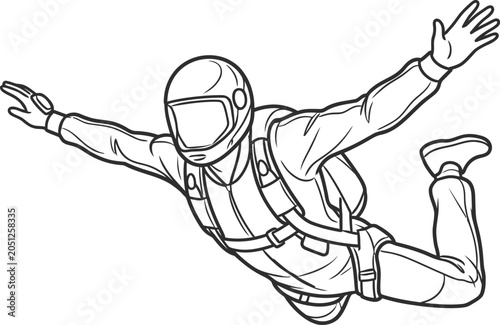 Fotografie Skydiving extreme sport line art