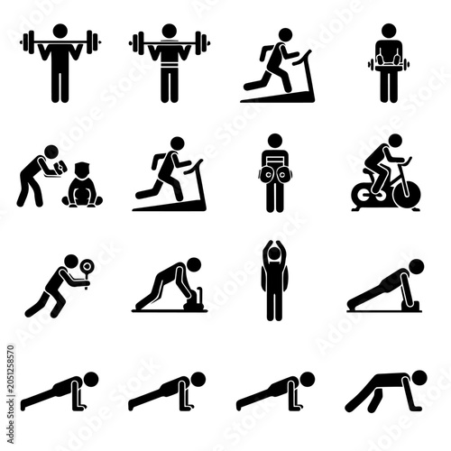 A variety of people engaging in different fitness activities and exercises.
