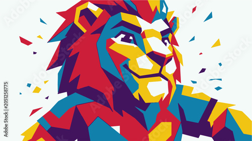 Fotografía Colorful Lion Head Close Up Portrait.
