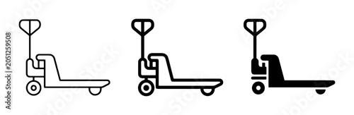 Fotografía Pallet Jack Icons, Manual Hand Truck Vector Graphics, Warehouse Equipment Symbol