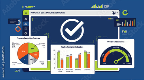 Program Evaluation Dashboard Vector Illustration