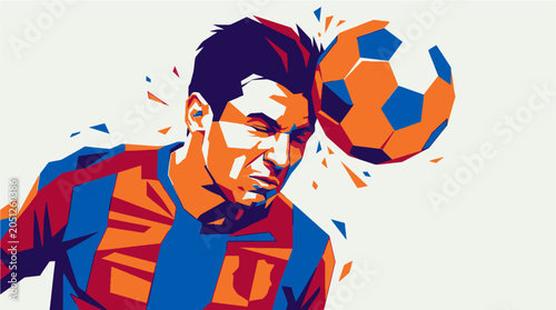 Vászonkép Man Heading Soccer Ball in Game.