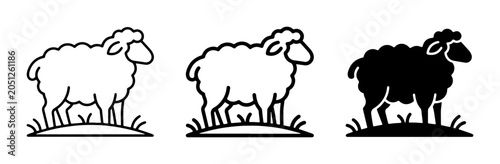 Obraz na płótnie Sheep Icons, Vector Graphics, Farm Animals, Livestock, Black and White Silhouett
