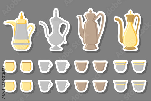 Photos Set symbols for pitcher with lid for tea