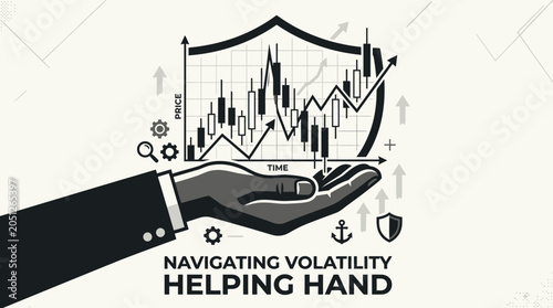 Schilderij op canvas Business concept of navigating market volatility with a helping hand