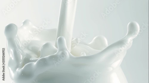 Milk is poured into a glass creating a splash of liquid with droplets rising above the surface during a bright moment in the kitchen