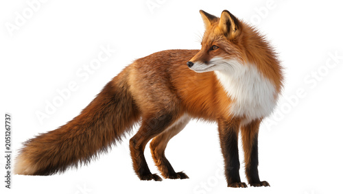 Bild auf Leinwand Red fox standing profile view with bushy tail