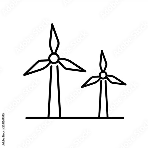 Wind turbine animated line icon. Black color line icon animation with transparent background