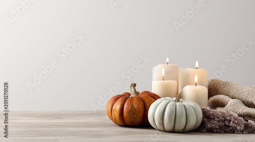 autumn home decor banner with pumpkins