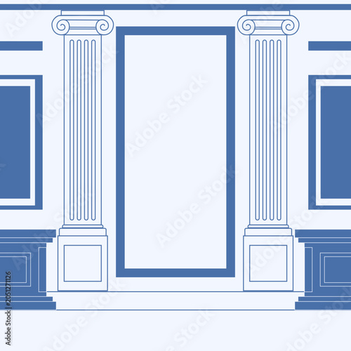 Elegant courthouse interior background with classical pillars design.