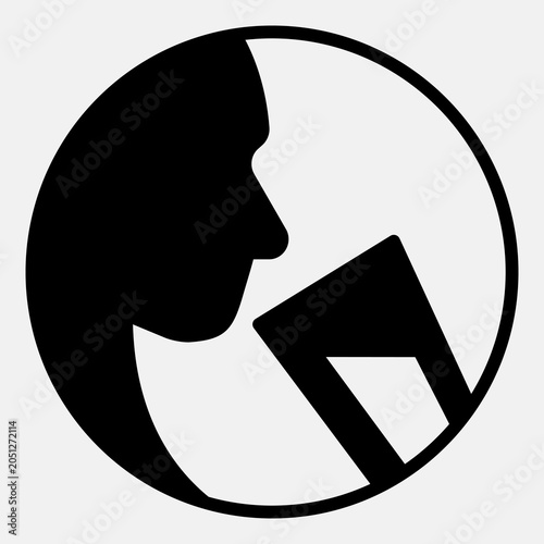 Tablou pe pânză Glass of water and person face solid icon, drink concept